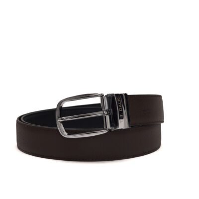 Black and Brown Reversible belt with polished gold buckle
